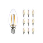 Lot 10x Noxion Lucent LED E14 Bougie Filament Claire 2.5W 250lm - 827 Blanc Très Chaud | Dimmable - Équivalent 25W