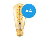 Lot 4x Ledvance Vintage 1906 LED E27 Poire Dorée 4W 300lm - 820 Blanc Très Chaud | Équivalent 25W