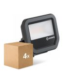 Voordeelpak 4x Ledvance LED Floodlight Aluminium Zwart 8W 1100lm 100D - 830 Warm Wit | IP66 - Symmetrisch