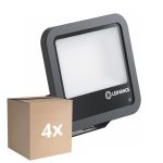 Voordeelpak 4x Ledvance LED Floodlight Aluminium Zwart 69W 10000lm 100D - 840 Koel Wit | IP66 - Lichtsensor - Symmetrisch