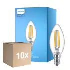 Voordeelpak 10x Philips Corepro LED Kaars E14 Filament Helder 6.5W 806lm - 827 Zeer Warm Wit | Vervangt 60W